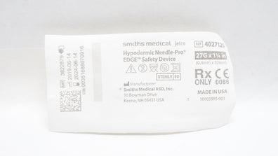 Smiths Medical 4027125 Hypodermic Ndle-Pro EDGE Safety Device 27G x 1-1/4inch(x)